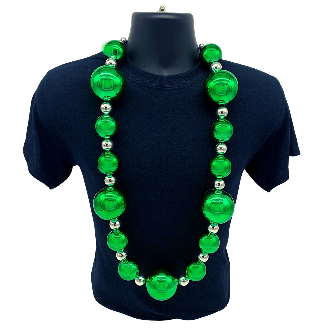 SB36125 44" 20/40/60mm Metallic Green And Silver Round Necklace (Each) Beads 5 SB36125 44" 20/40/60mm Metallic Green And Silver Round Necklace (Each) Beads