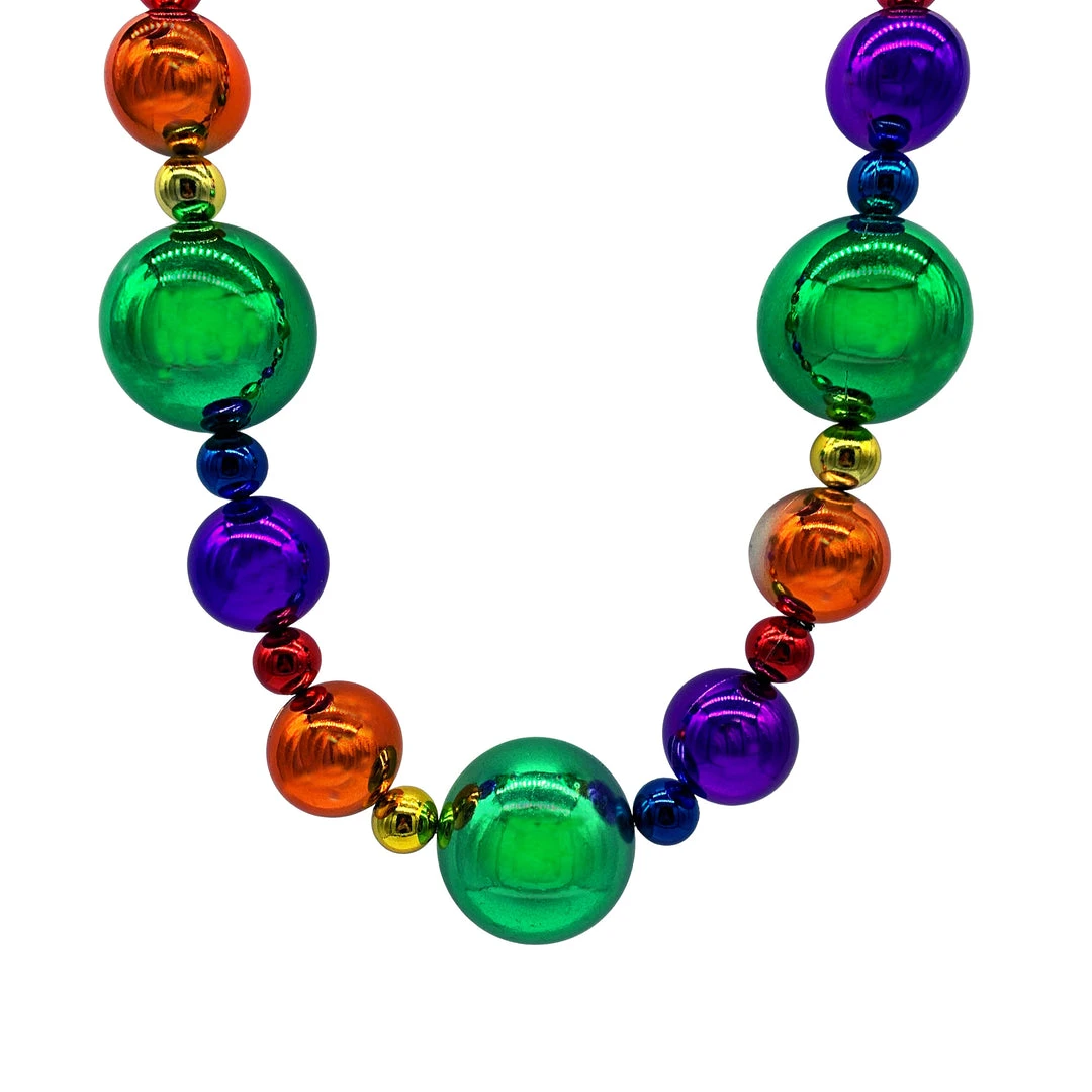 Mardi Gras Spot 44" 20/40/60mm Metallic Rainbow Round Necklace (Each) Beads 3 Mardi Gras Spot 44" 20/40/60mm Metallic Rainbow Round Necklace (Each) Beads