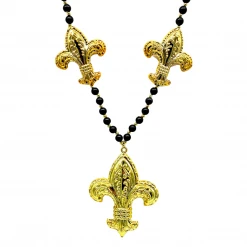 SB27625 Beads 46" Two 3.5" And One 6" Fleur De Lis Blow Mold Necklace (Each)
