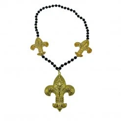 SB27625 Beads 46" Two 3.5" And One 6" Fleur De Lis Blow Mold Necklace (Each)