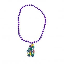 SB14875 36" 12mm Metallic Purple Bead With Alligator Medallion (Each)