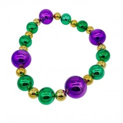 SB61625 50" 40/60/80mm Purple Green And Gold Balls Necklace (Each)