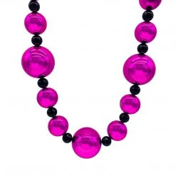 SB38250 Beads 44" 20/40/60mm Balls Black And Hot Pink (Each)