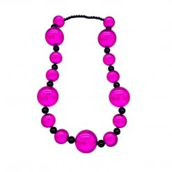 SB38250 Beads 44" 20/40/60mm Balls Black And Hot Pink (Each)