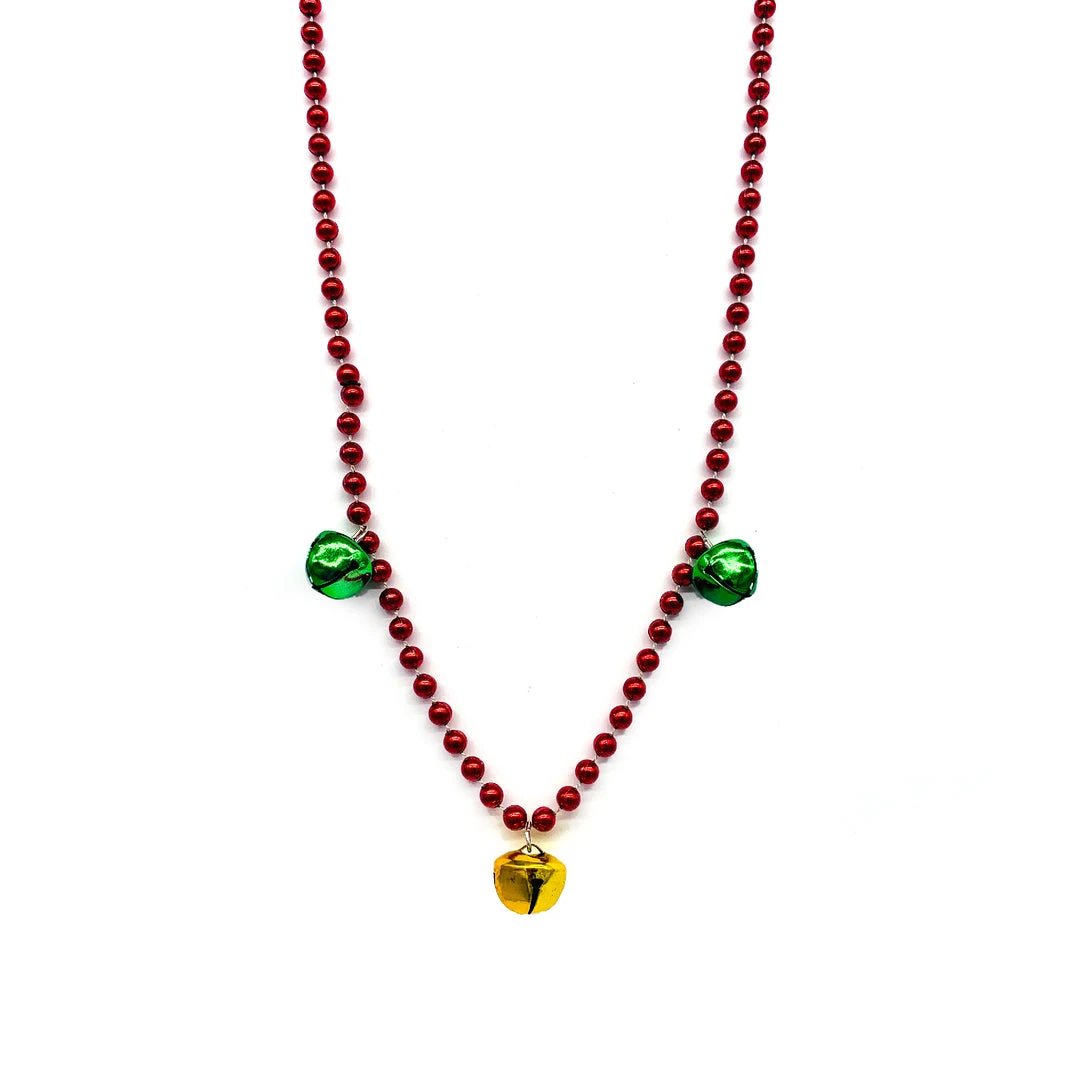 SB5416 Beads 33" 7mm With 3 Piece 20mm Jingle Bells - 3 Colors (Each) 4 SB5416 Beads 33" 7mm With 3 Piece 20mm Jingle Bells - 3 Colors (Each)