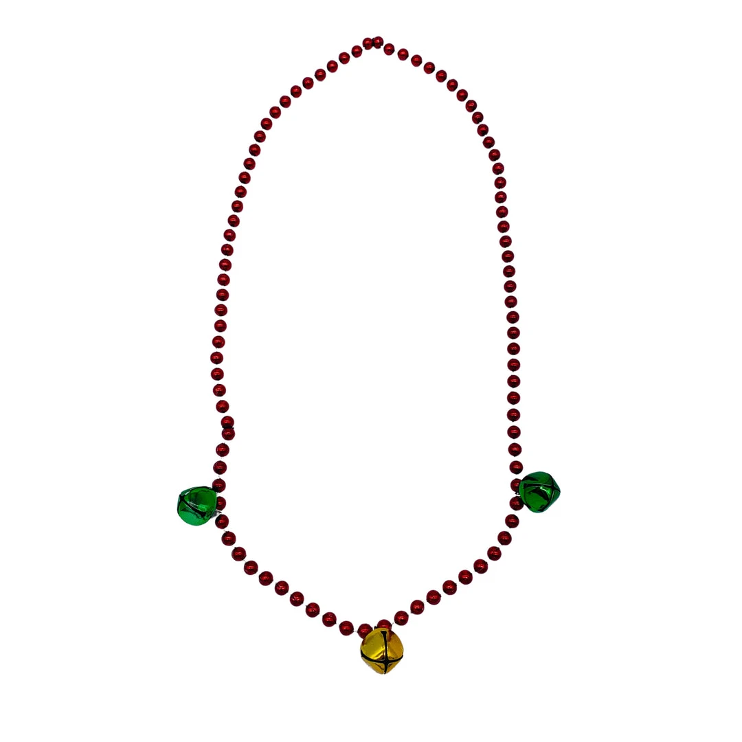 SB5416 Beads 33" 7mm With 3 Piece 20mm Jingle Bells - 3 Colors (Each) 6 SB5416 Beads 33" 7mm With 3 Piece 20mm Jingle Bells - 3 Colors (Each)