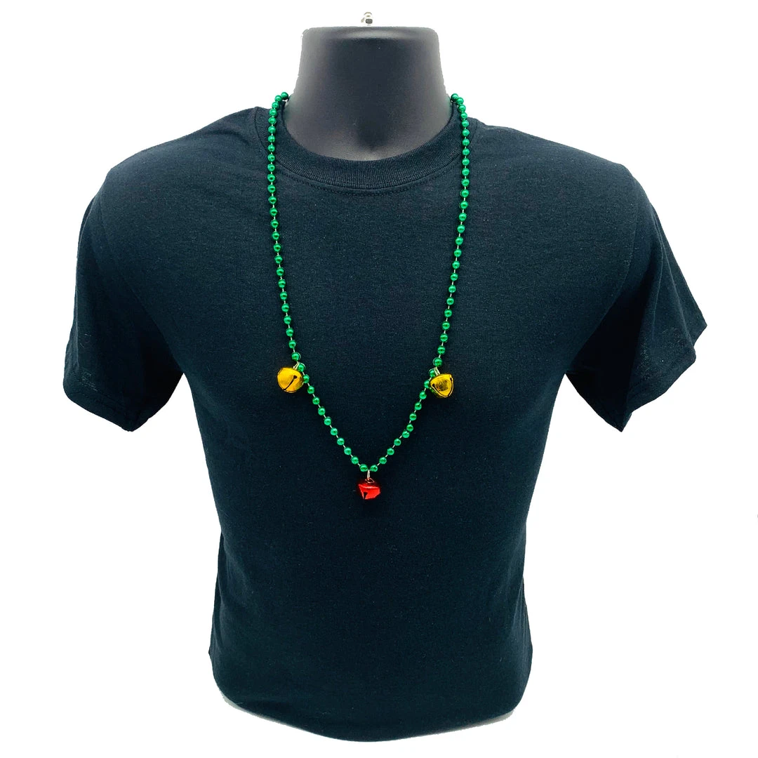 SB5416 Beads 33" 7mm With 3 Piece 20mm Jingle Bells - 3 Colors (Each) 10 SB5416 Beads 33" 7mm With 3 Piece 20mm Jingle Bells - 3 Colors (Each)