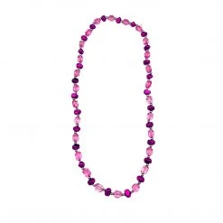 SB19125 40" Pink Acrylic Rock Beads Necklace (Each)