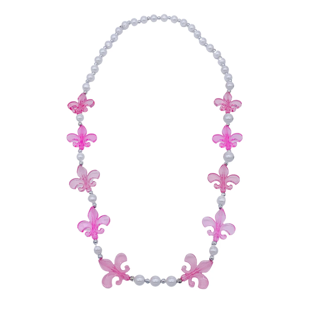 SB16575 40" Acrylic Light Pink And Hot Pink Fleur De Lis Beads Necklace (Each) 4 SB16575 40" Acrylic Light Pink And Hot Pink Fleur De Lis Beads Necklace (Each)
