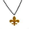 SB6625 33" 7mm Black With Acrylic Fleur De Lis Pendant (Each) Beads