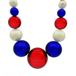 SB84575 Beads 48" 40/60/80/100mm Metallic Red, Metallic Blue And White AB Big Ball Bead