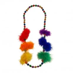 SB36125 48" 12mm Multicolor Metallic Necklace With Multicolor Feather Inserts (Each)