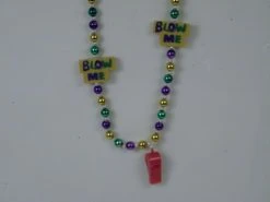 SBDOZEN 48" 12mm Metallic Purple, Green And Gold Beads With Whistle And Blow Me Necklace (Dozen)