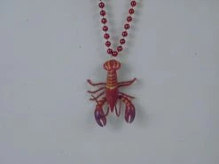 SB17083 40" Red Crawfish Bobble Medallion On 10mm Red Beads (Each)