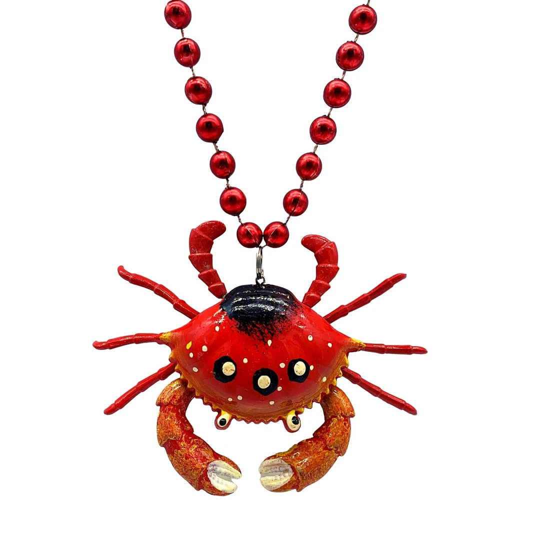 SB16916 40" Red Crab Bobble Medallion On 10mm Red Beads (Each) 3 SB16916 40" Red Crab Bobble Medallion On 10mm Red Beads (Each)