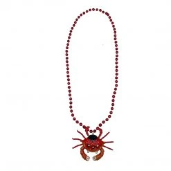 SB16916 40" Red Crab Bobble Medallion On 10mm Red Beads (Each)