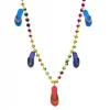 SB26550 42" 12mm Flip Flops On Purple, Green And Gold Dyed Beads Necklace (Each)