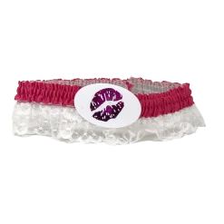Mardi Gras Spot Hot Pink Garters With White Lace (Dozen) Novelties