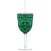 Mardi Gras Spot Tableware 13oz Green Acrylic Double Wall Wine Glass With Lid And Straw (Each) 1 Mardi Gras Spot Tableware 13oz Green Acrylic Double Wall Wine Glass With Lid And Straw (Each)