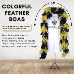 Plush Appeal, LLC 6' Black And Gold Sectional Boa With Header Card (Each) Party Supplies