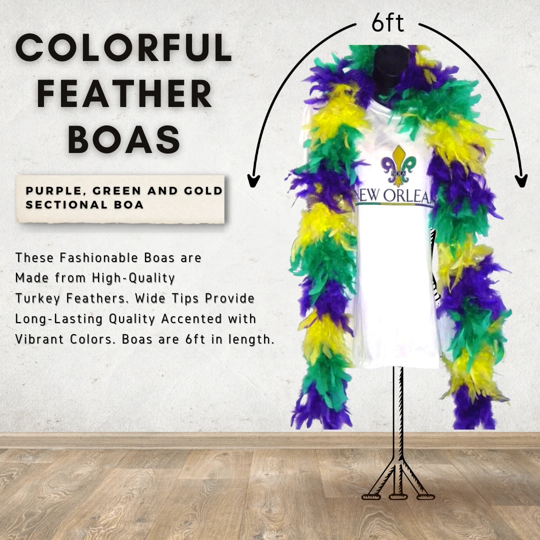 Plush Appeal, LLC Party Supplies 6' Purple, Green And Gold Sectional Boa (Each) 3 Plush Appeal, LLC Party Supplies 6' Purple, Green And Gold Sectional Boa (Each)