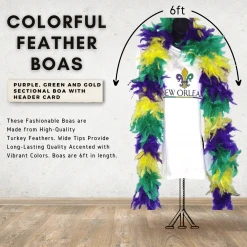 Plush Appeal, LLC 6' Purple, Green And Gold Sectional Boa With Header Card (Each) Party Supplies