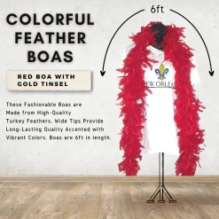 Plush Appeal, LLC Party Supplies 6' Red Boa With Gold Tinsel (Each)