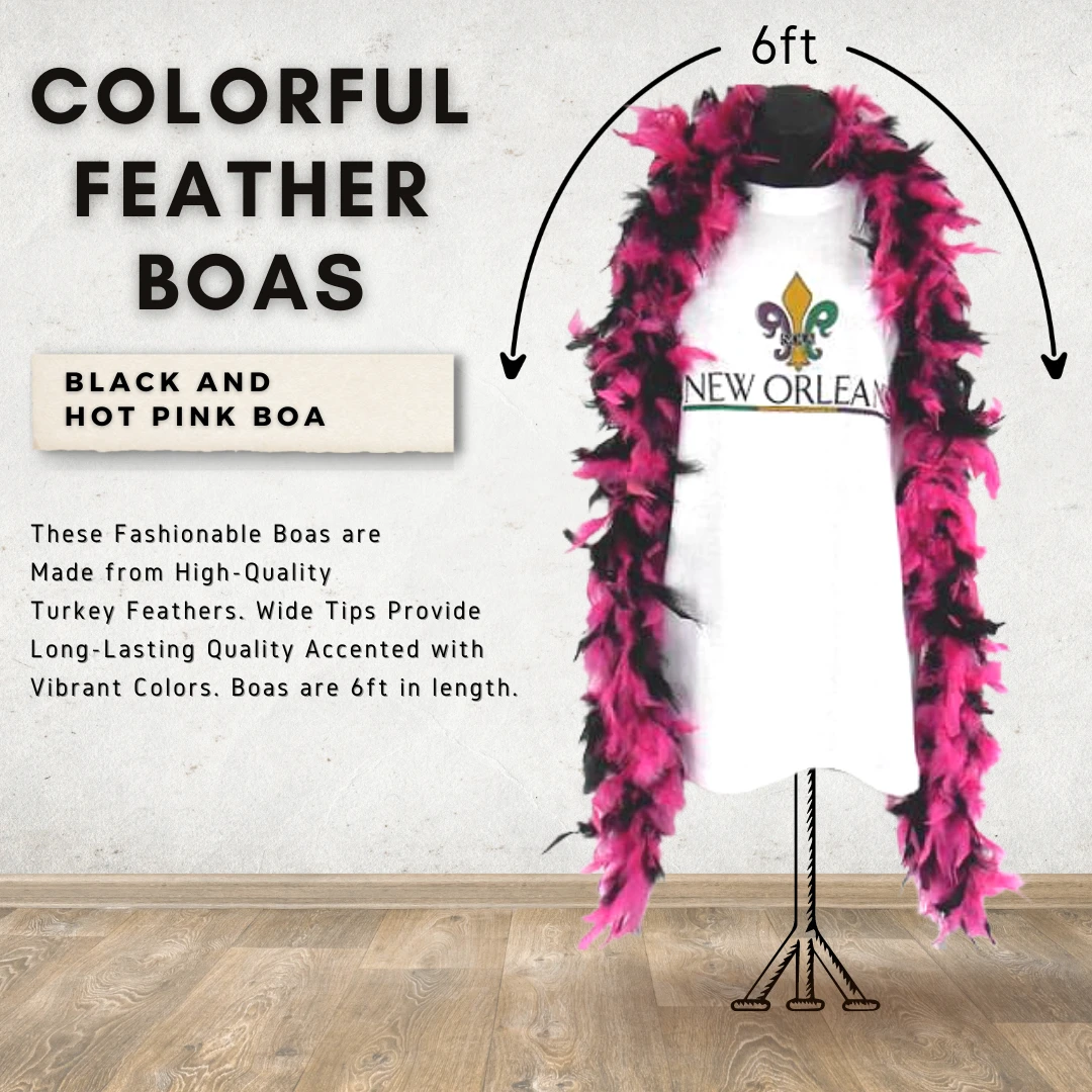 Plush Appeal, LLC Party Supplies 6' Black And Hot Pink Boa (Each) 3 Plush Appeal, LLC Party Supplies 6' Black And Hot Pink Boa (Each)