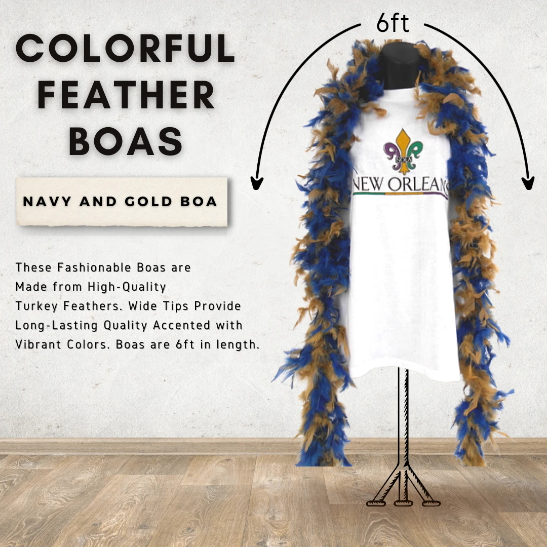 Sale Party Supplies 6' Navy And Gold Boa (Each) Sale Party Supplies 6' Navy And Gold Boa (Each)