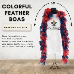 Plush Appeal, LLC Party Supplies 6' Navy And Red Boa (Each)