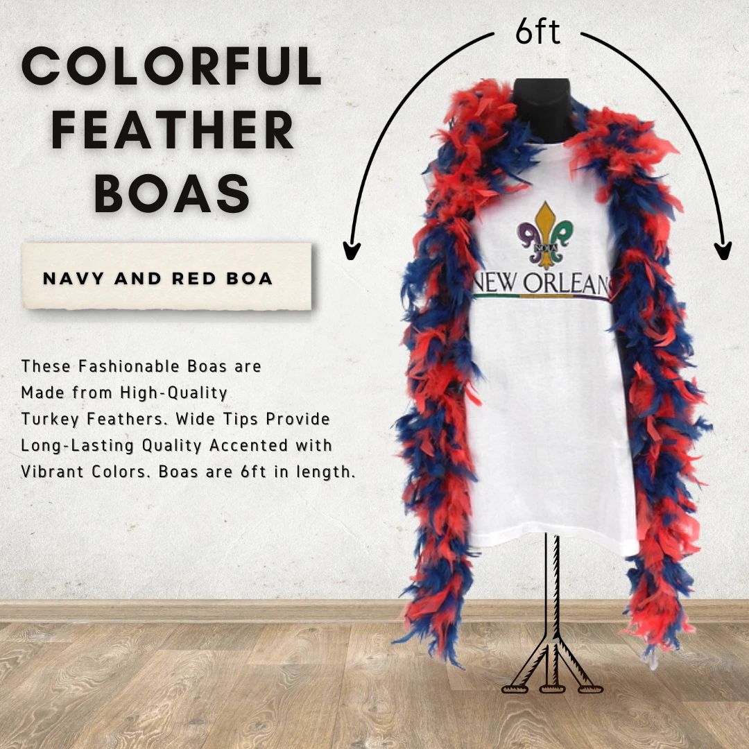Plush Appeal, LLC Party Supplies 6' Navy And Red Boa (Each) Plush Appeal, LLC Party Supplies 6' Navy And Red Boa (Each)