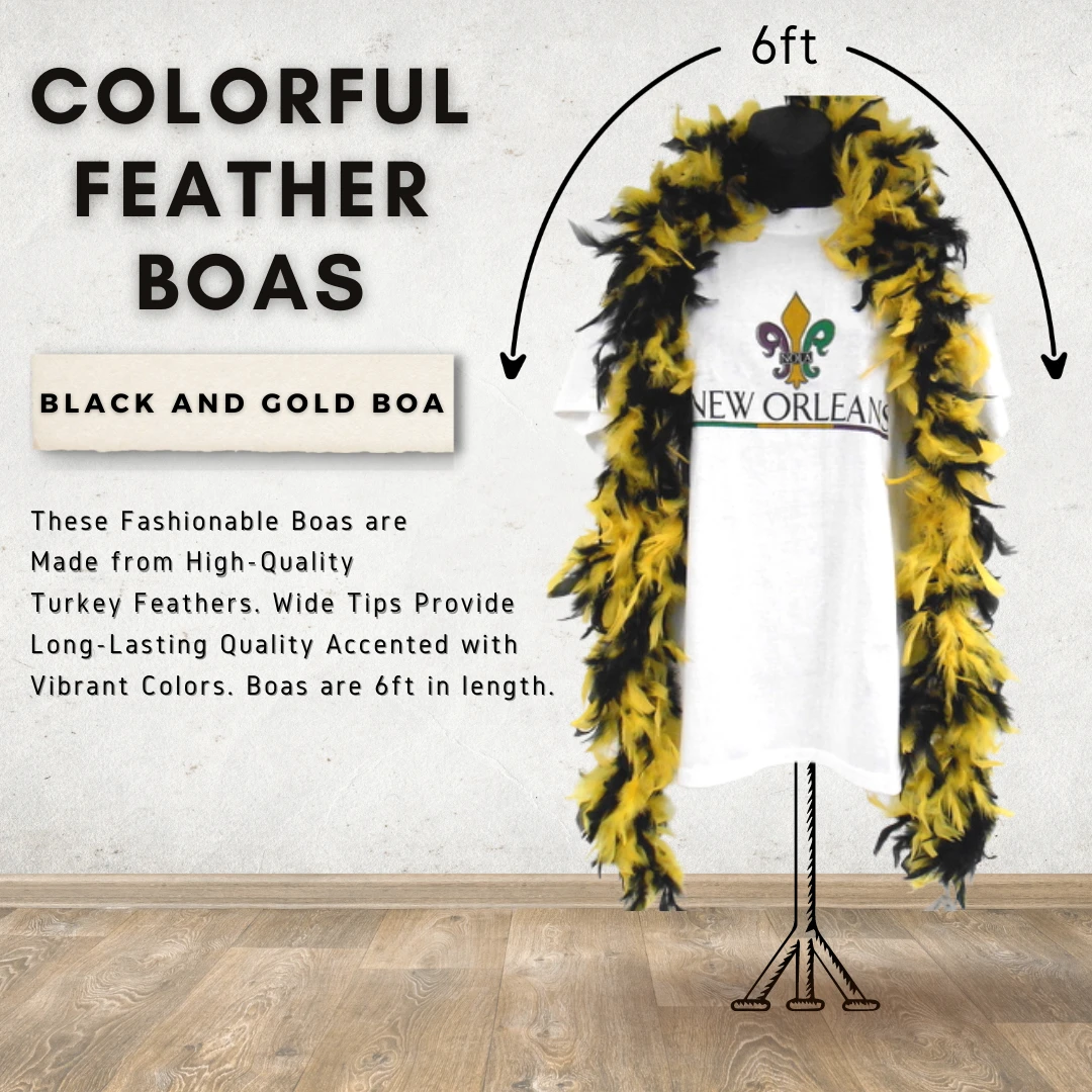 Plush Appeal, LLC 6' Black And Gold Boa (Each) Party Supplies 3 Plush Appeal, LLC 6' Black And Gold Boa (Each) Party Supplies