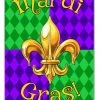 Plush Appeal, LLC Purple And Green Harlequin Garden Flag With Fleur De Lis (Each) 1 Plush Appeal, LLC Purple And Green Harlequin Garden Flag With Fleur De Lis (Each)