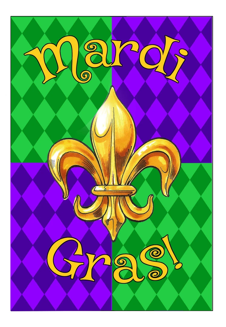 Plush Appeal, LLC Purple And Green Harlequin Garden Flag With Fleur De Lis (Each) 3 Plush Appeal, LLC Purple And Green Harlequin Garden Flag With Fleur De Lis (Each)