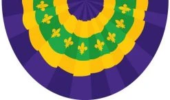 Mardi Gras Spot Purple, Green, And Gold Bunting With Fleur De Lis - 5' X 3' (Each) Party Supplies