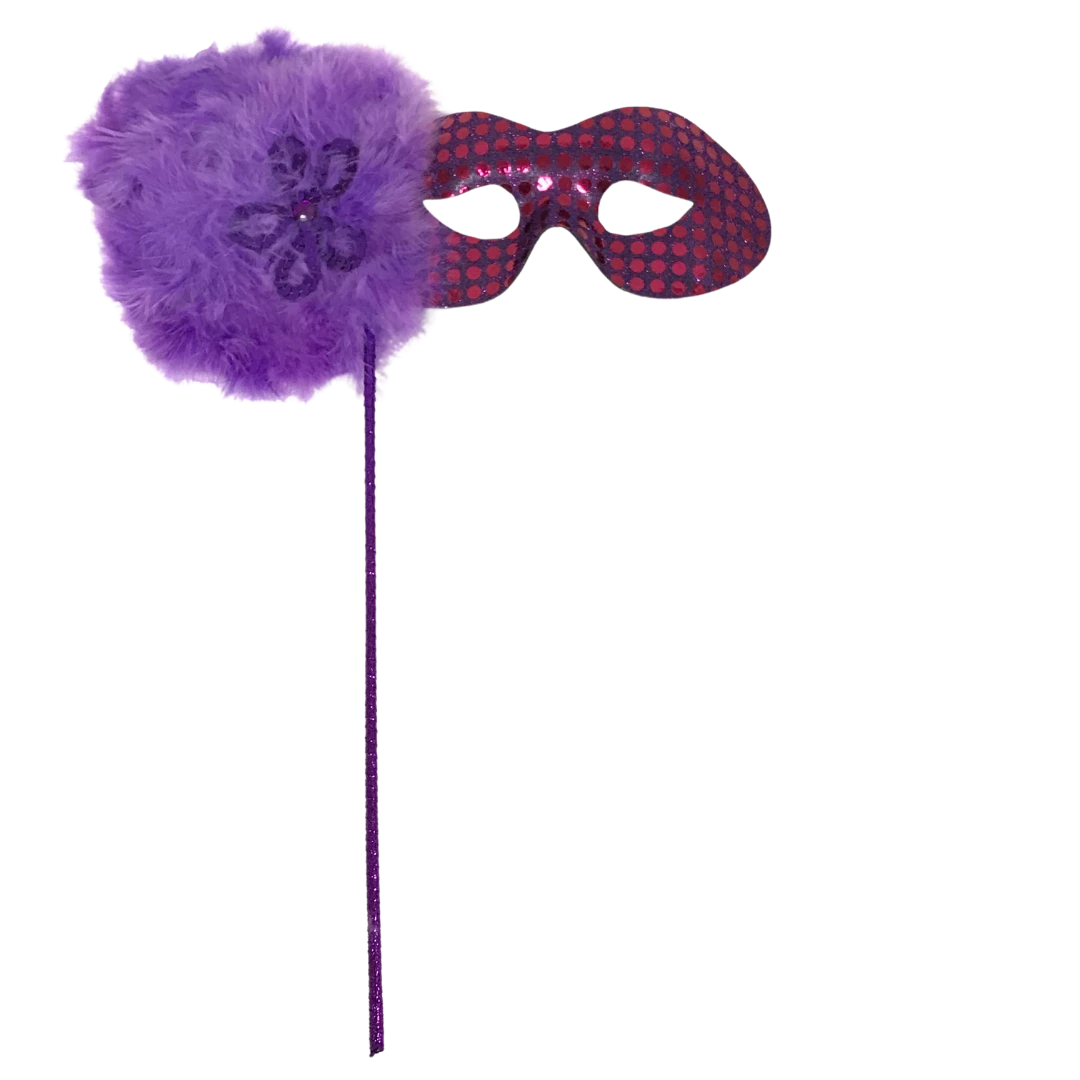 Plush Appeal, LLC Party Supplies Lavender Glitter Mask With Lavender Sequin Stick And Lavender Beaded Applique On Lavender Feathers (Each) Plush Appeal, LLC Party Supplies Lavender Glitter Mask With Lavender Sequin Stick And Lavender Beaded Applique On Lavender Feathers (Each)