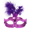 Sale Metallic Purple Mask With Purple Plumes On Top With Ribbon Tie (Each) Party Supplies