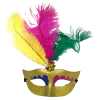 Plush Appeal, LLC Party Supplies Gold Metallic Mask With Purple, Green And Gold Feathers And Ribbon Tie (Each) 2 Plush Appeal, LLC Party Supplies Gold Metallic Mask With Purple, Green And Gold Feathers And Ribbon Tie (Each)