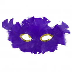 Plush Appeal, LLC Purple Feathers With Gold Sequins Around The Eyes (Each) Party Supplies