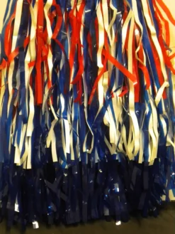 Mardi Gras Spot Red, White And Blue Vinyl Fringe 15" X 10' (Pack) Petal Paper