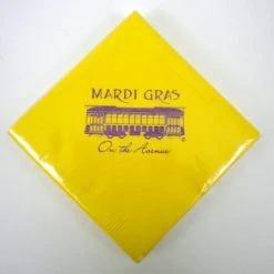 Plush Appeal, LLC Mardi Gras On The Avenue Beverage Napkin - Yellow (Pack Of 25)