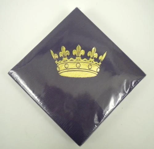 Plush Appeal, LLC Crown Beverage Napkin - Purple With Gold Imprint (Pack Of 25) 3 Plush Appeal, LLC Crown Beverage Napkin - Purple With Gold Imprint (Pack Of 25)