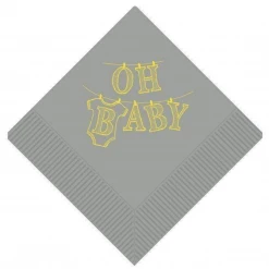 Plush Appeal, LLC "OH Baby" Yellow Beverage Napkins (Pack Of 25) Party Supplies