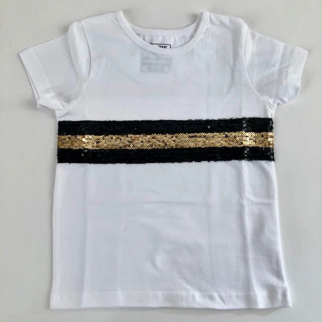 Sale White Short Sleeve Shirt With Black And Gold Glittered Stripes (Each) 3 Sale White Short Sleeve Shirt With Black And Gold Glittered Stripes (Each)