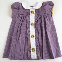 Sale Purple Gingham Dress With Paw Prints (Each)