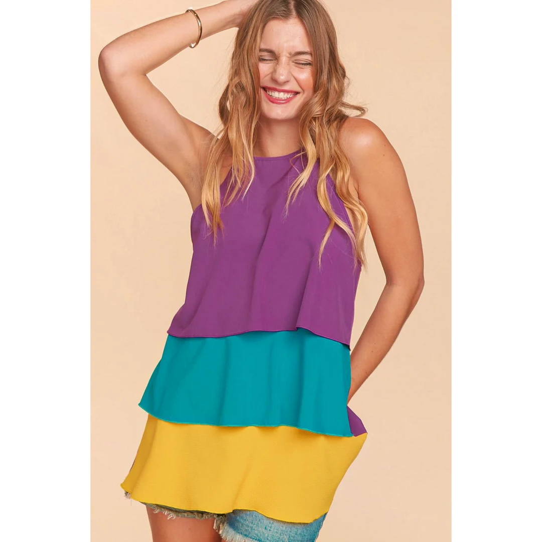 Plush Appeal, LLC Mardi Gras Halter Neck Tiered Ruffle Shirt (Each) Gifts & Apparel 4 Plush Appeal, LLC Mardi Gras Halter Neck Tiered Ruffle Shirt (Each) Gifts & Apparel