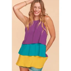 Plush Appeal, LLC Mardi Gras Halter Neck Tiered Ruffle Shirt (Each) Gifts & Apparel 16 Plush Appeal, LLC Mardi Gras Halter Neck Tiered Ruffle Shirt (Each) Gifts & Apparel