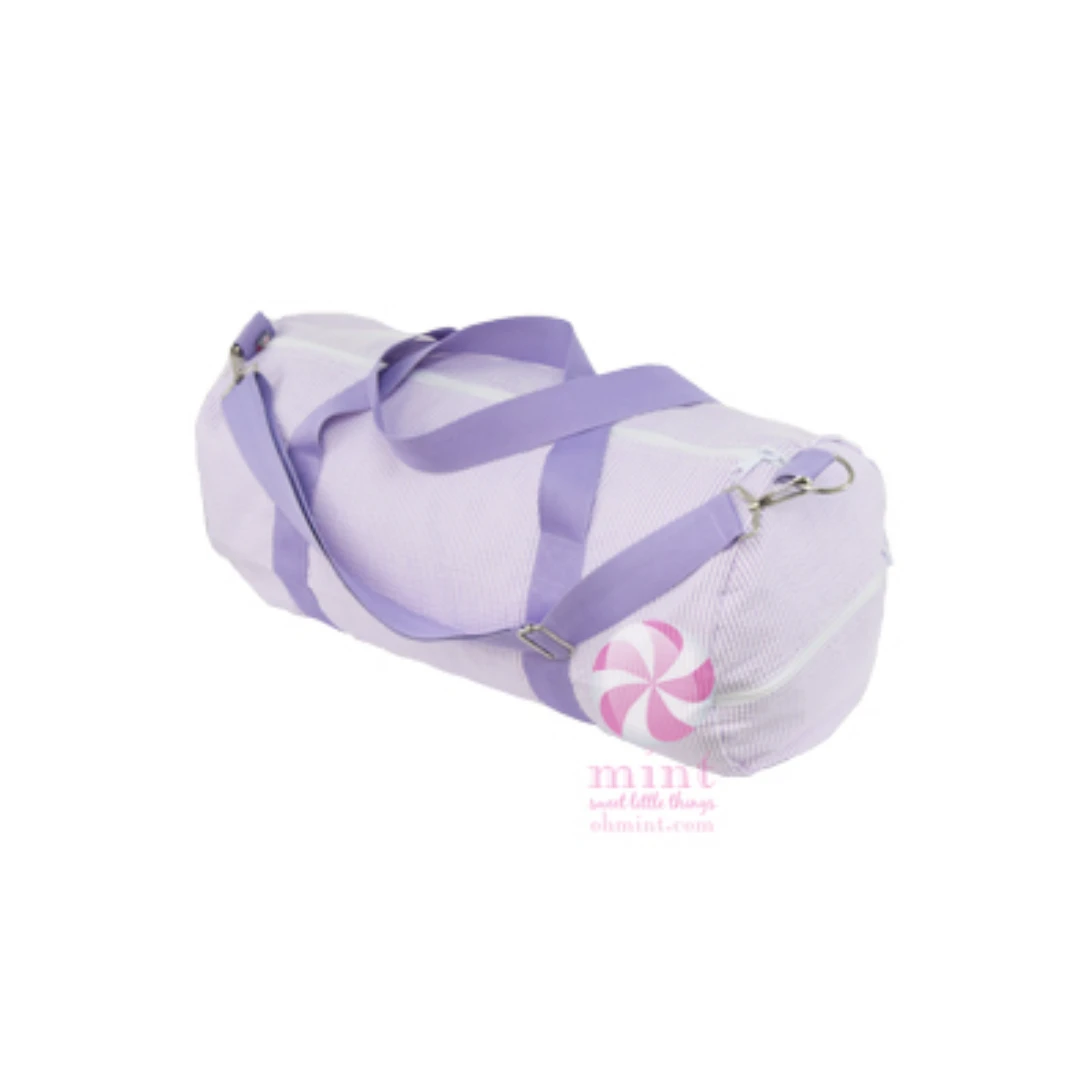 Plush Appeal, LLC Mint Lilac Seersucker Weekend Duffel (Each) Gifts & Apparel 3 Plush Appeal, LLC Mint Lilac Seersucker Weekend Duffel (Each) Gifts & Apparel
