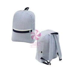 Plush Appeal, LLC Gifts & Apparel Mint Navy Seersucker Medium Backpack (Each)