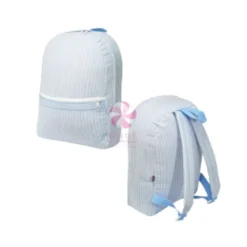 Plush Appeal, LLC Mint Baby Blue Seersucker Small Backpack (Each) Gifts & Apparel